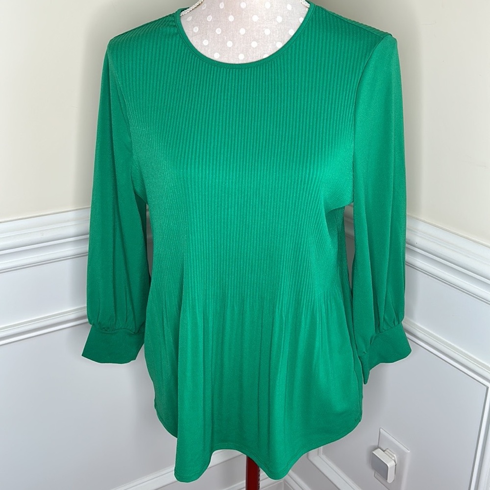 Adrianna Papell Green Blouse Sz M - Picture 1 of 7